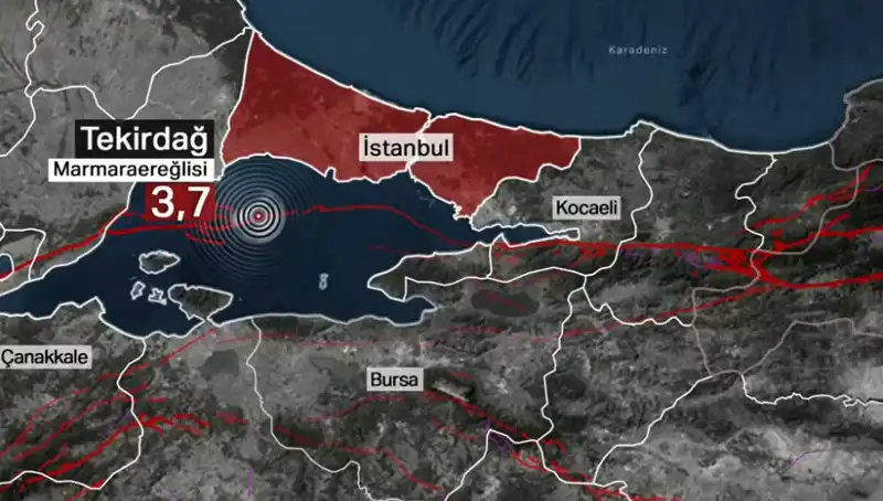 Marmara Denizi'nde 3,7 Büyüklüğünde Deprem Meydana Geldi