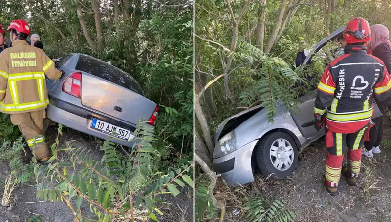 Balıkesir’de Otomobilin Şarampole Yuvarlanması: İki Yaralı ve Acil Müdahale